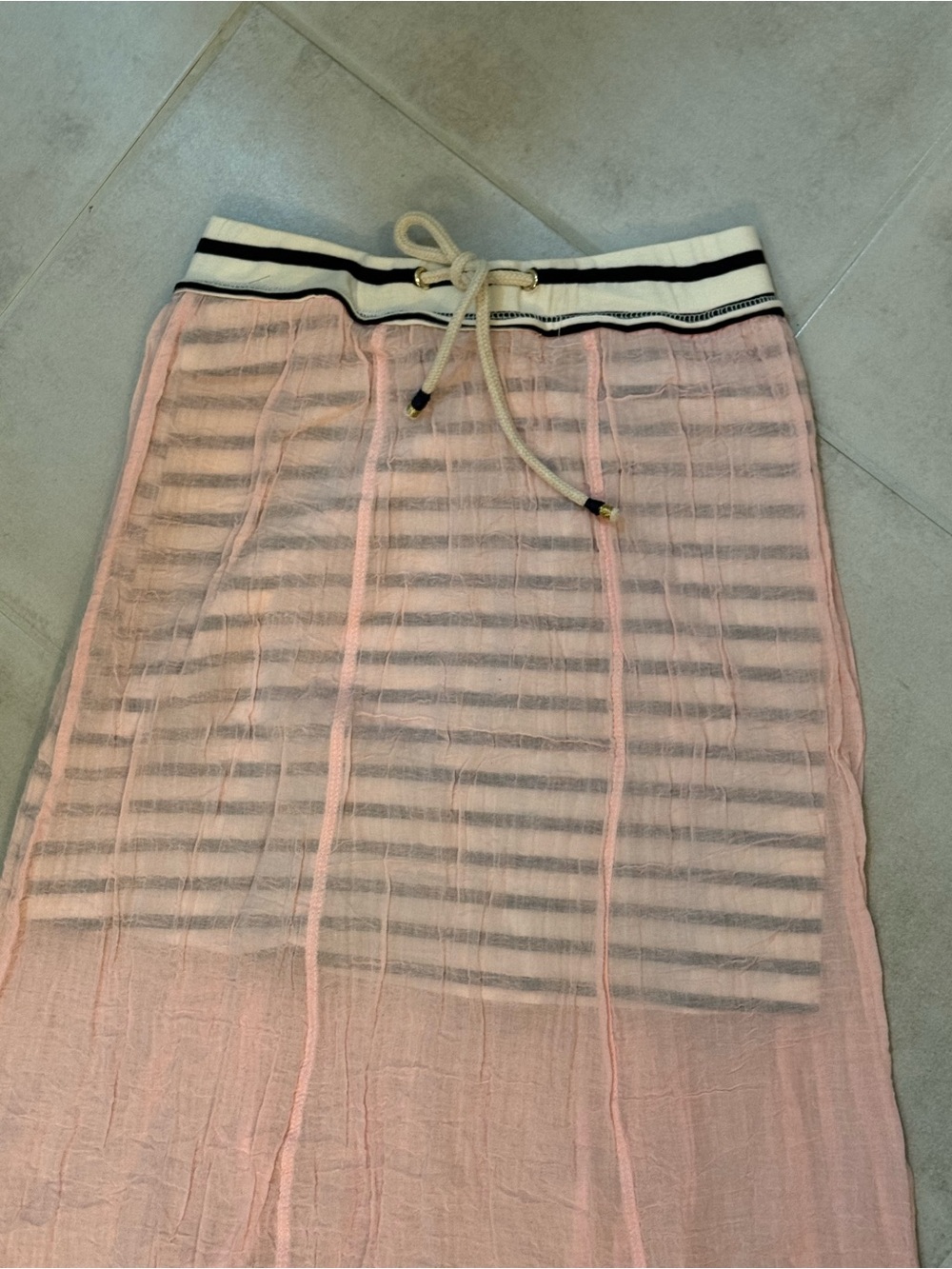 NWOT Blu by Blu Sz 12 Navy White Tank & Maxi Sheer Pink Overlay - Picture 5 of 8